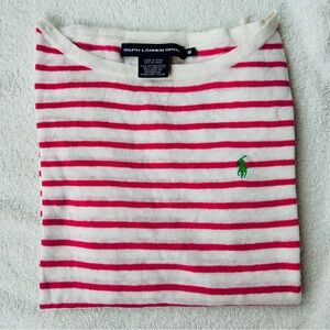 Ralph Lauren White and Pink Striped Sweater